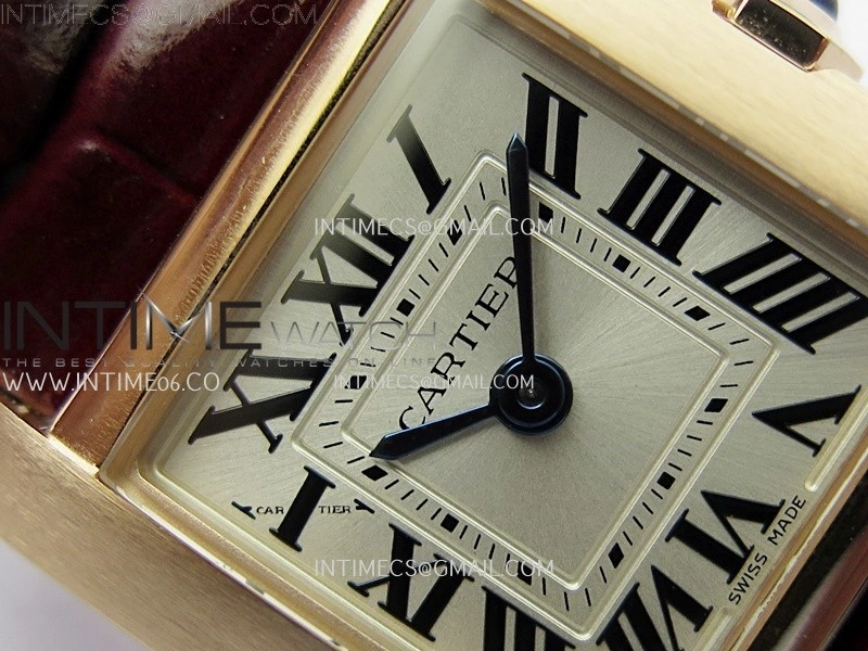 Tank Francaise Ladies 21.2mm RG 8848F 1:1 Best Edition Silver Dial on Red Leather Strap Ronda Quartz V2